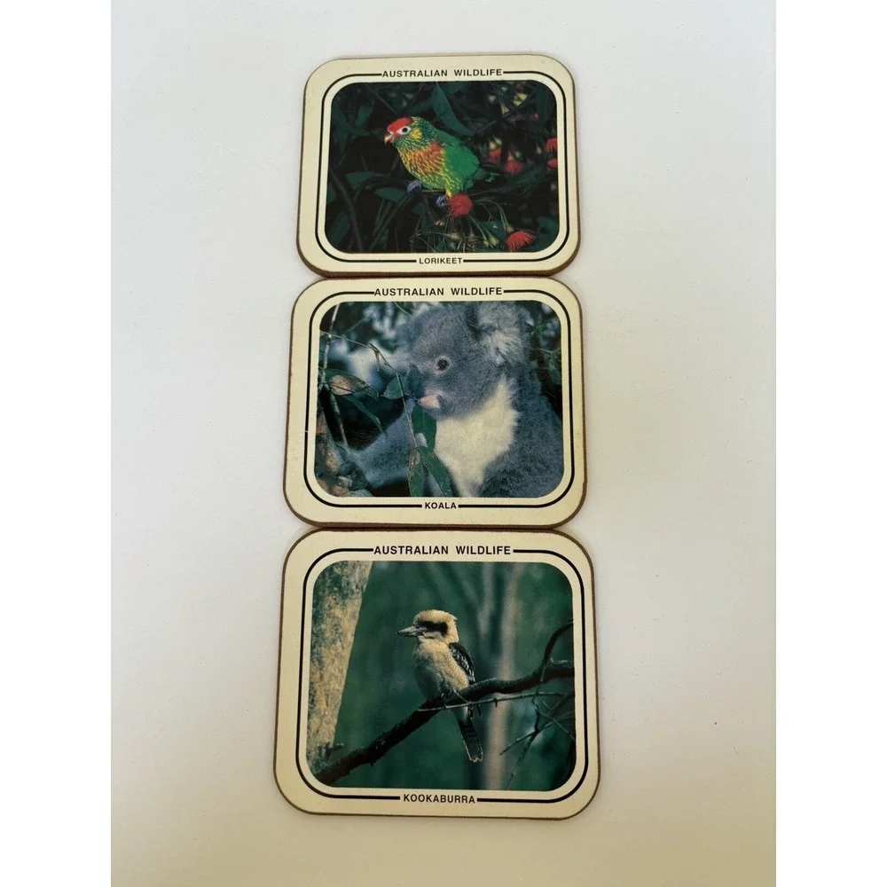 Australian Collection Drink Coasters‎ Set of 6 Wildlife Animals Platypus Emu